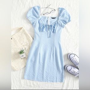 Blue and plaid dress